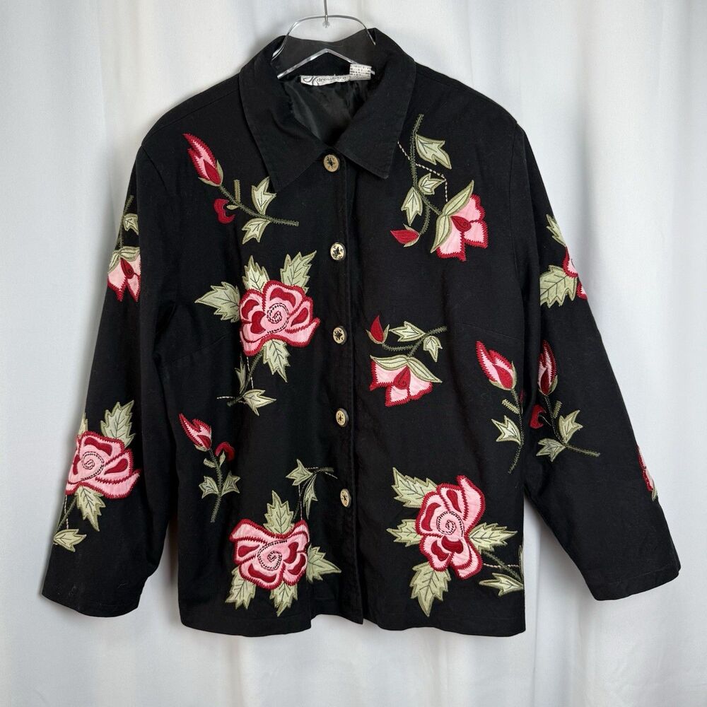 Dressbarn Floral Embroidery Blazer Jacket Sz 1X